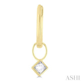 1/3 ctw Bezel Set Princess Cut Diamond Huggie Earrings in 10K Yellow Gold